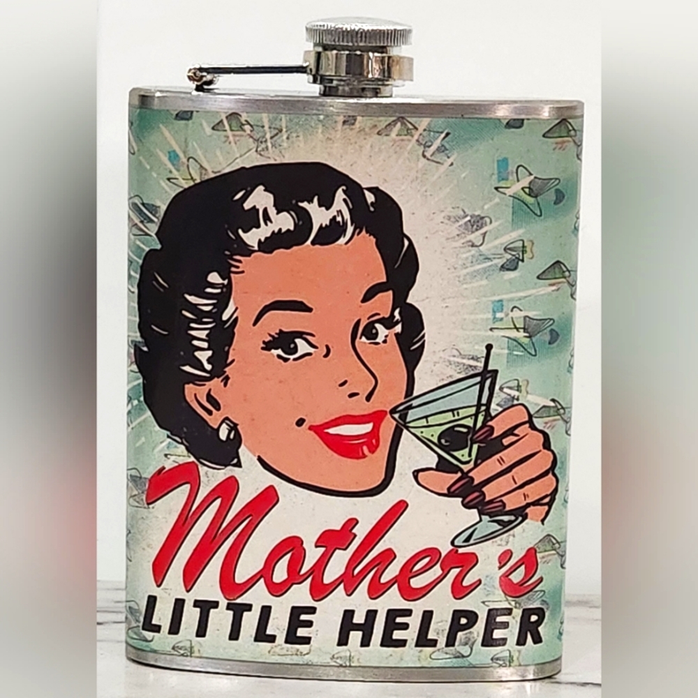 Mother's little helper stainless steel 8oz. Flask NWT